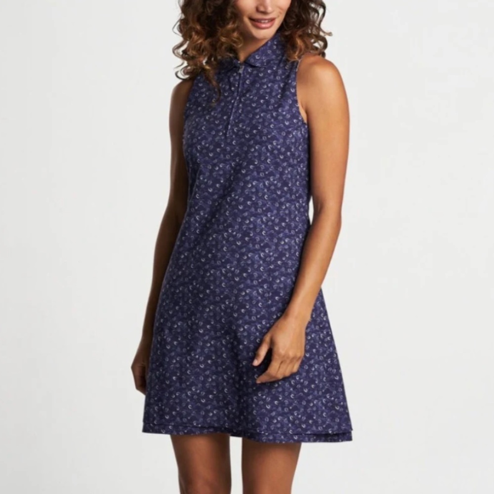 Peter Millar Carner Tossed Paisley Sleeveless Sport Dress Navy